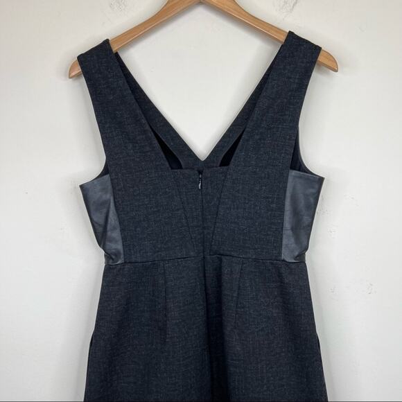 Madewell dress women's 2 V neck leather insets ponte sleeveless knee length gray - Picture 8 of 12
